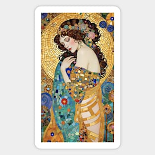 Gustav Klimt's Radiant Muse: Inspired Woman in Golden Splendor Magnet